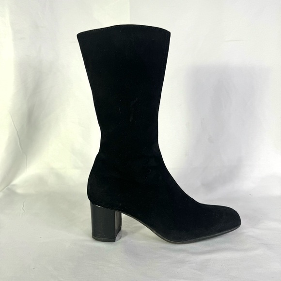 AQUATALIA BLACK LEATHER BOOTS BLOCK HEELS CHUNKY HEELS  WITH SIDE ZIPPER SIZE 6 - Picture 3 of 15